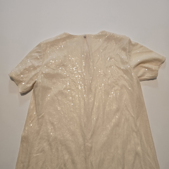 Rosetta Getty x RTR Sequin Short Sleeve Maxi Dress In Cream Size M - Picture 9 of 12